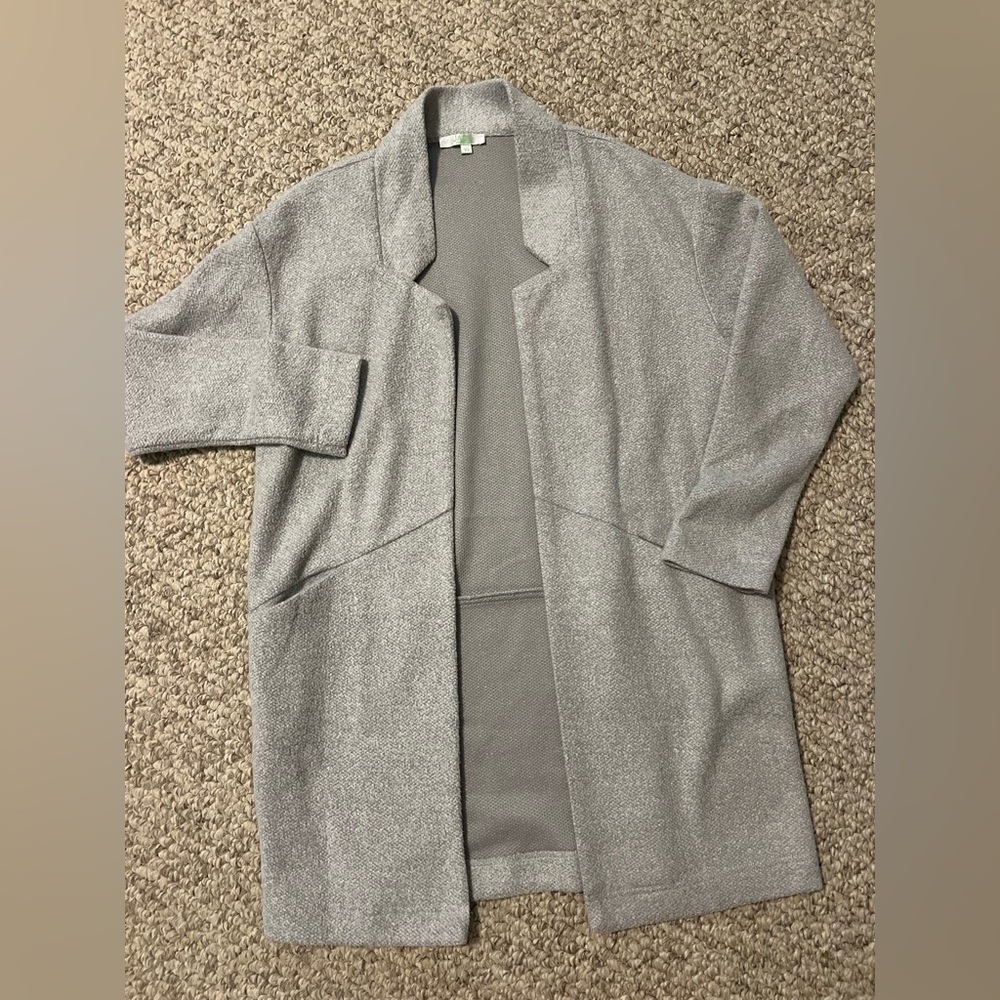 JADE MELODY TAM KNIT OPEN FRONT NOTCH LAPEL grey COAT SIZE XS